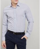 Chemise Slim Fit à rayures & points gris/rouge